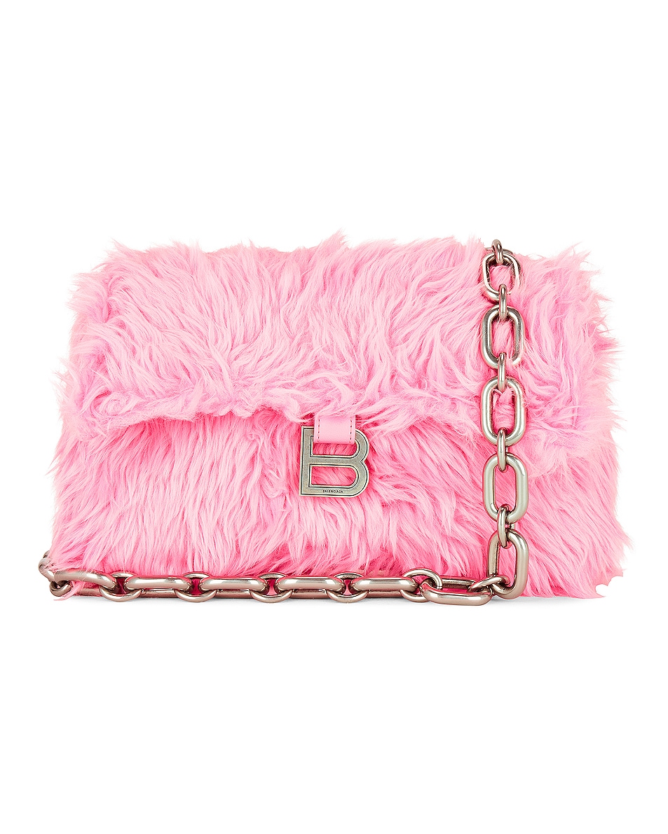 Image 1 of Balenciaga XS Downtown Faux Fur Shoulder Bag in Pink