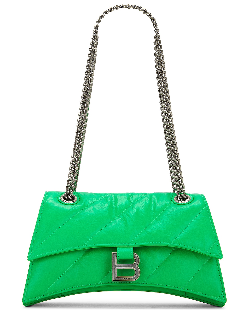 Image 1 of Balenciaga Small Crush Quilted Chain Bag in Vivid Green