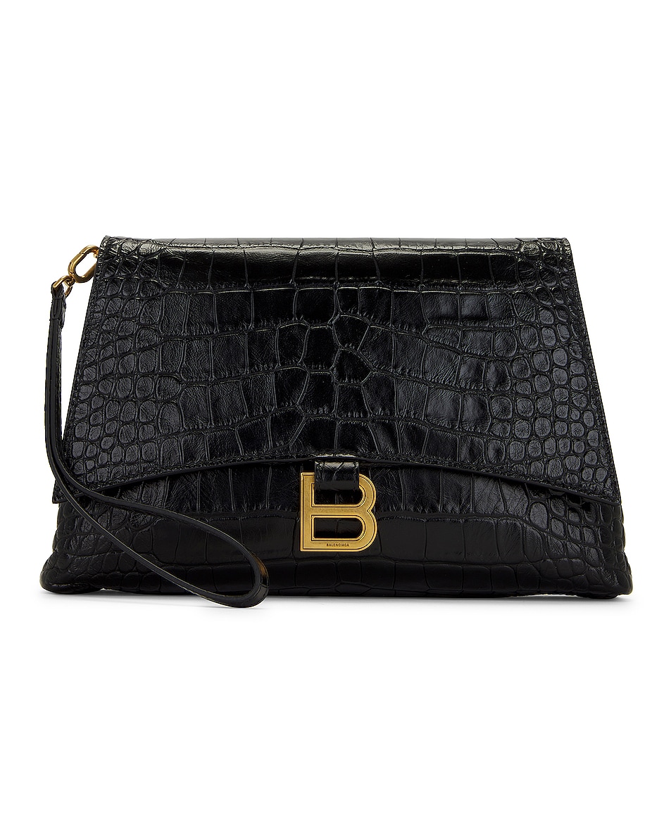 Image 1 of Balenciaga Medium Crush Pochette Bag in Black
