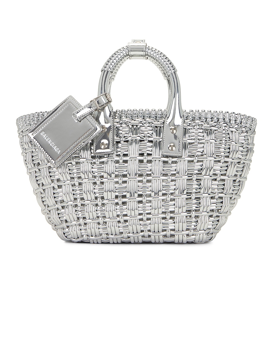 Image 1 of Balenciaga Xs Bistro Basket Bag in Silver
