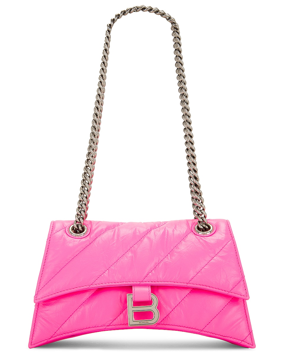 Image 1 of Balenciaga Small Crush Chain Bag in Fluo Pink