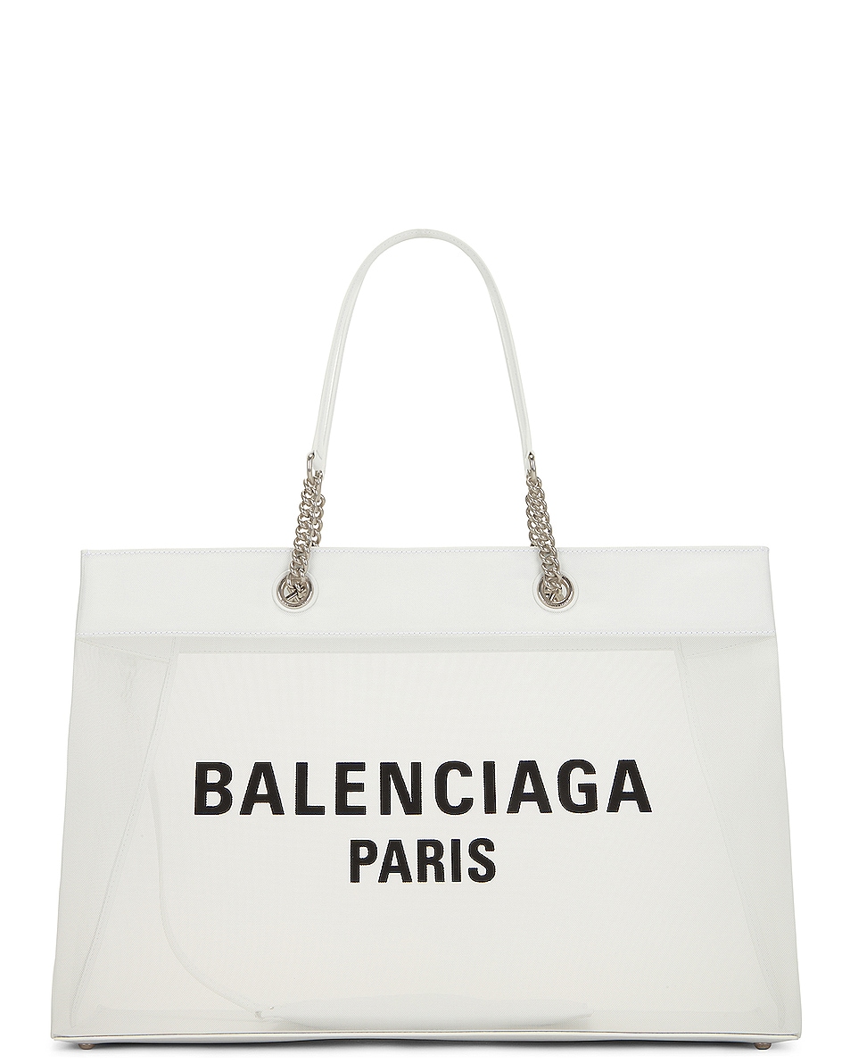 Image 1 of Balenciaga Large Duty Free Tote Bag in White & Black