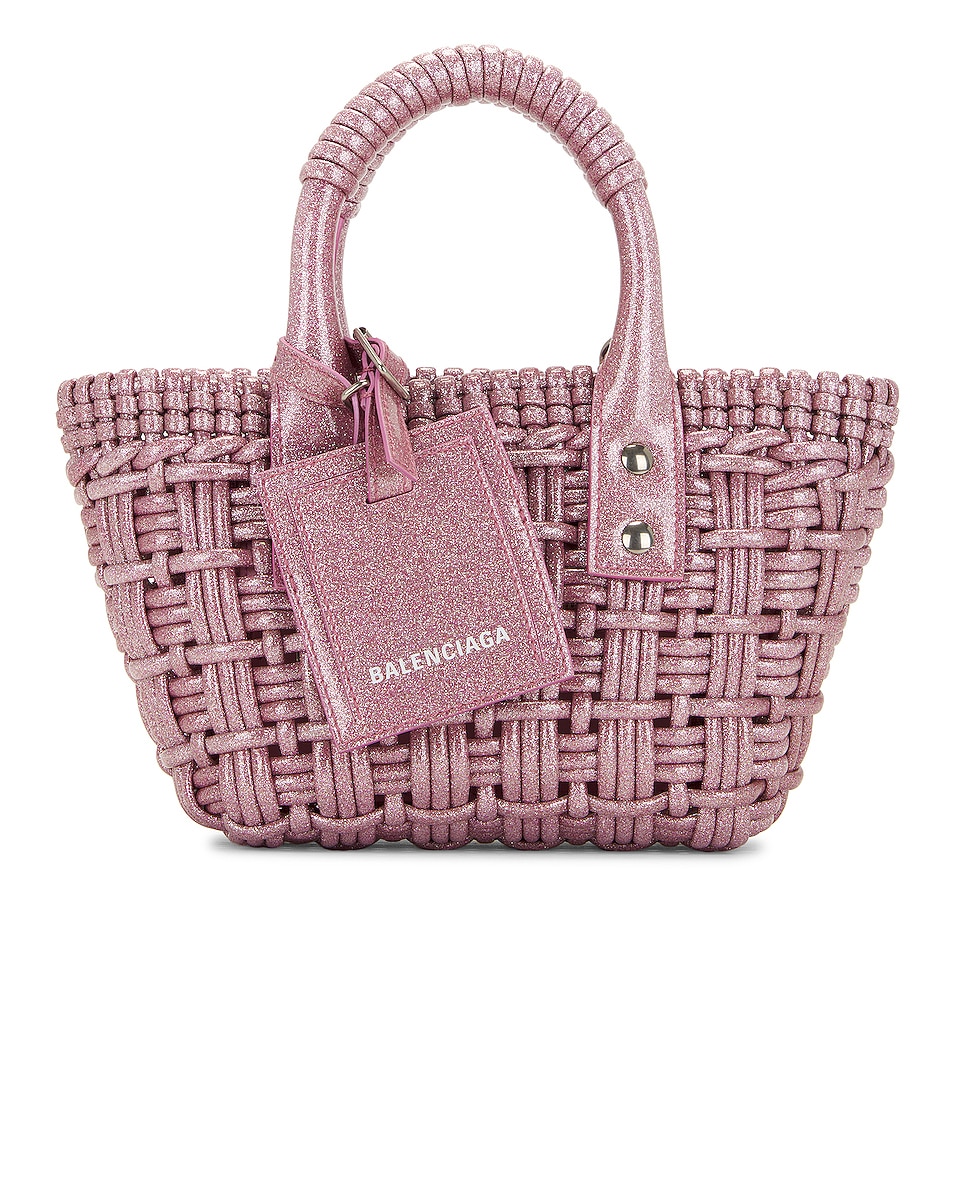 Image 1 of Balenciaga Xxs Bistro Basket Bag in Sweet Pink & White