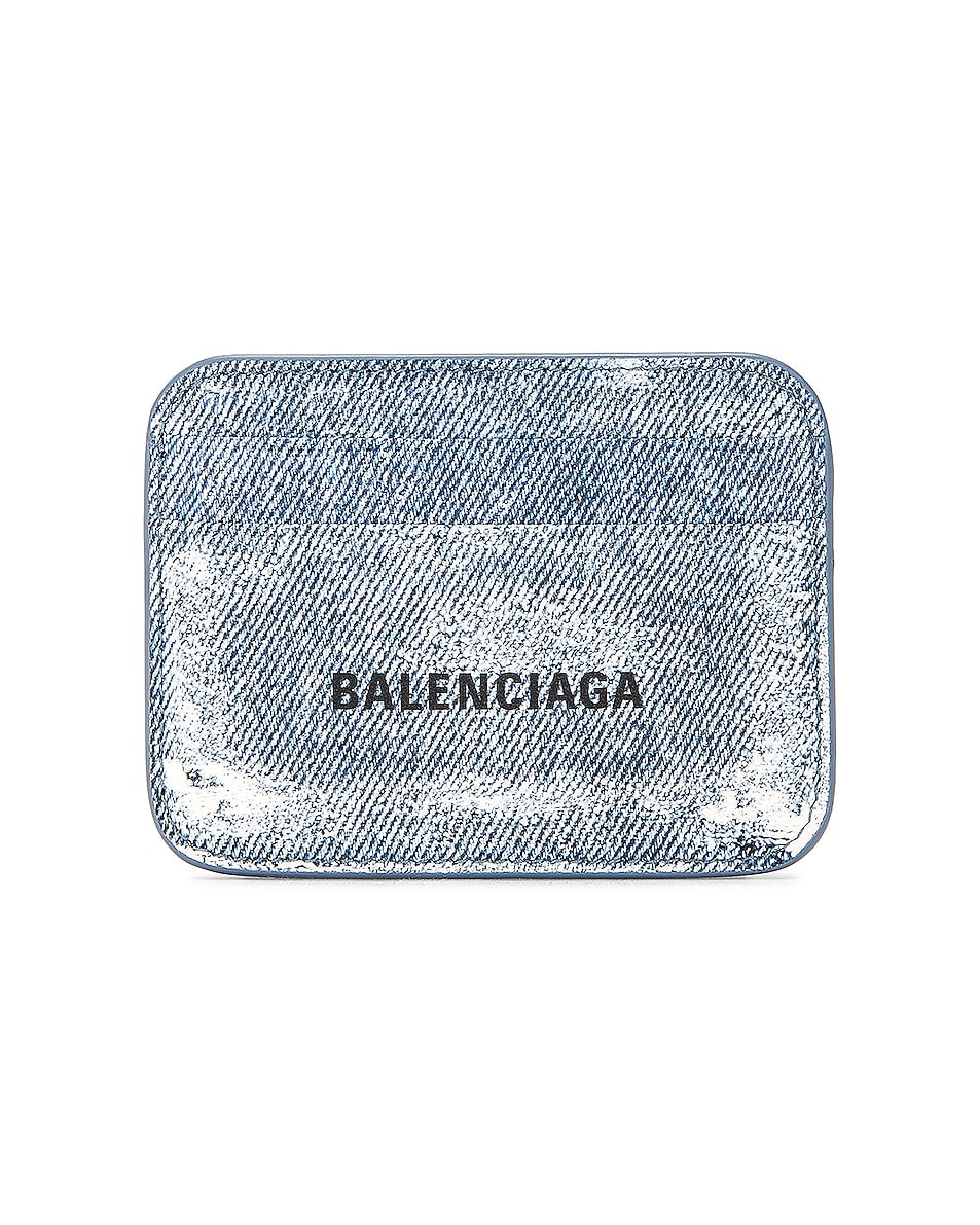 Image 1 of Balenciaga Cash Card Holder in Denim Blue & Black