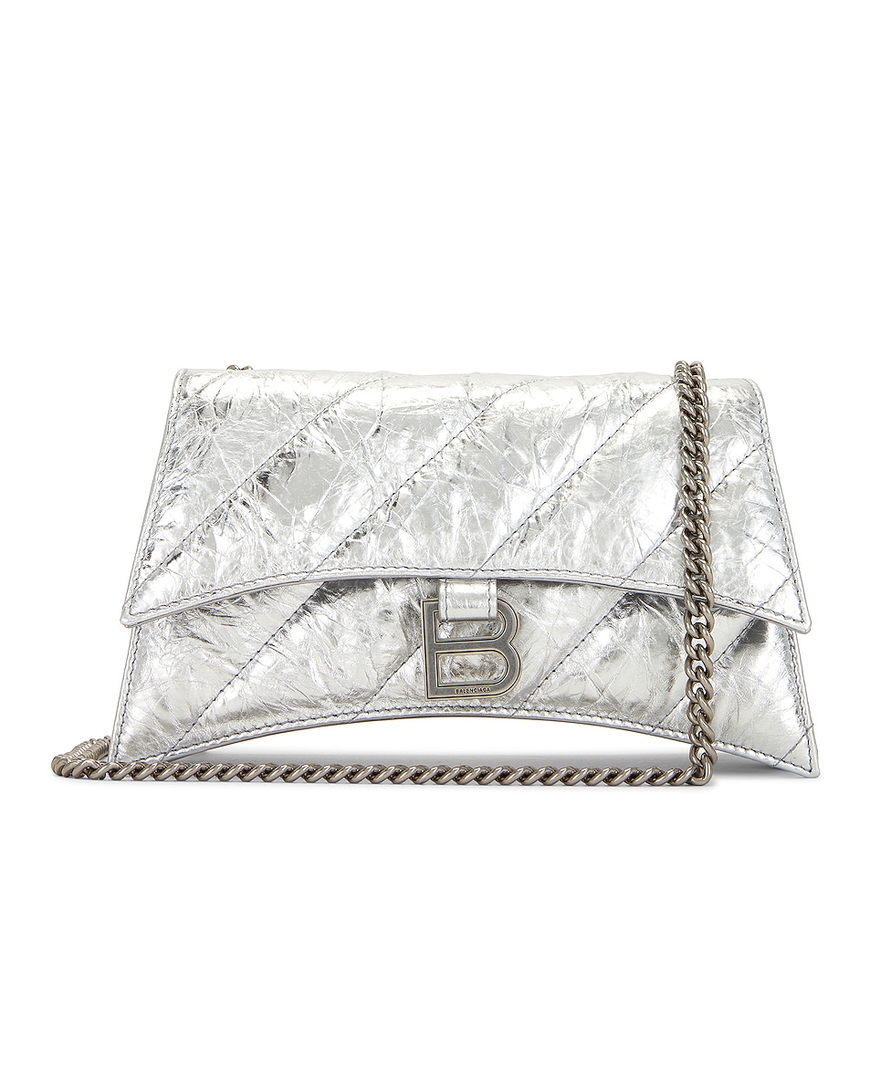 Image 1 of Balenciaga Crush Wallet On Chain in Silver