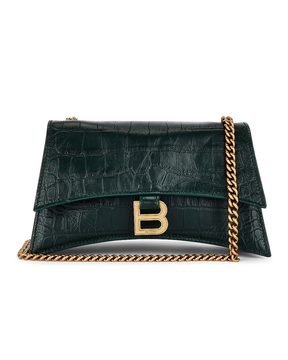 Image 1 of Balenciaga Crush Wallet On A Chain in Forest Green