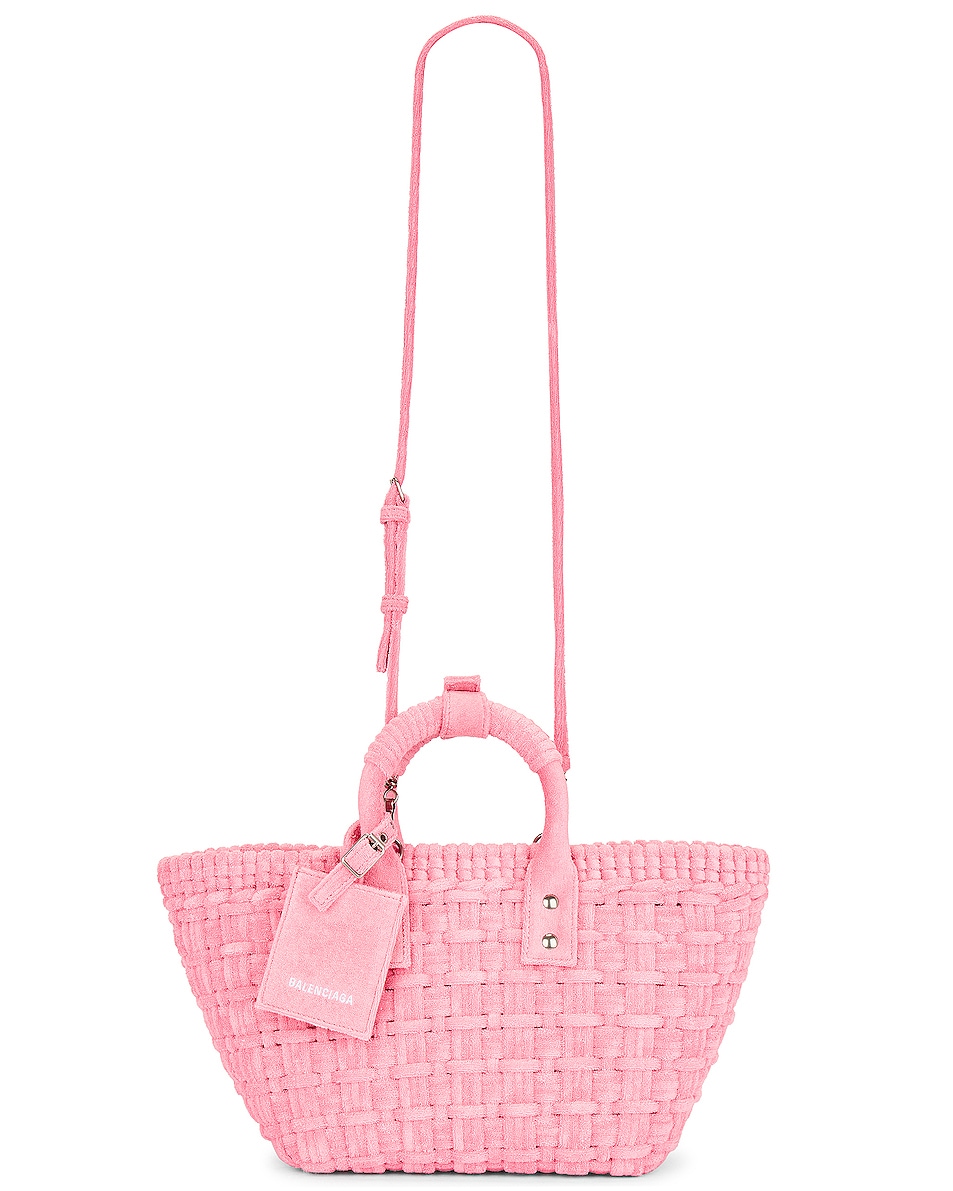 Image 1 of Balenciaga Xs Bistro Basket Bag in Sweet Pink & White