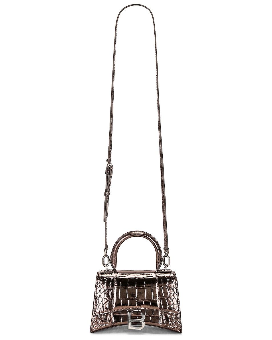 Image 1 of Balenciaga Xs Hourglass Top Handle Bag in Dark Bronze