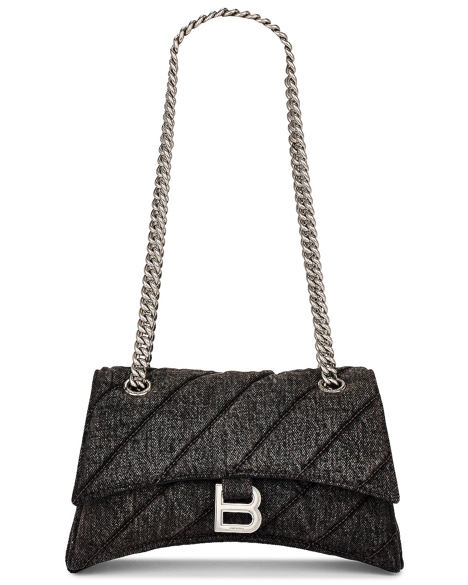 Image 1 of Balenciaga Small Crush Chain Bag In Charcoal Black in Charcoal Black