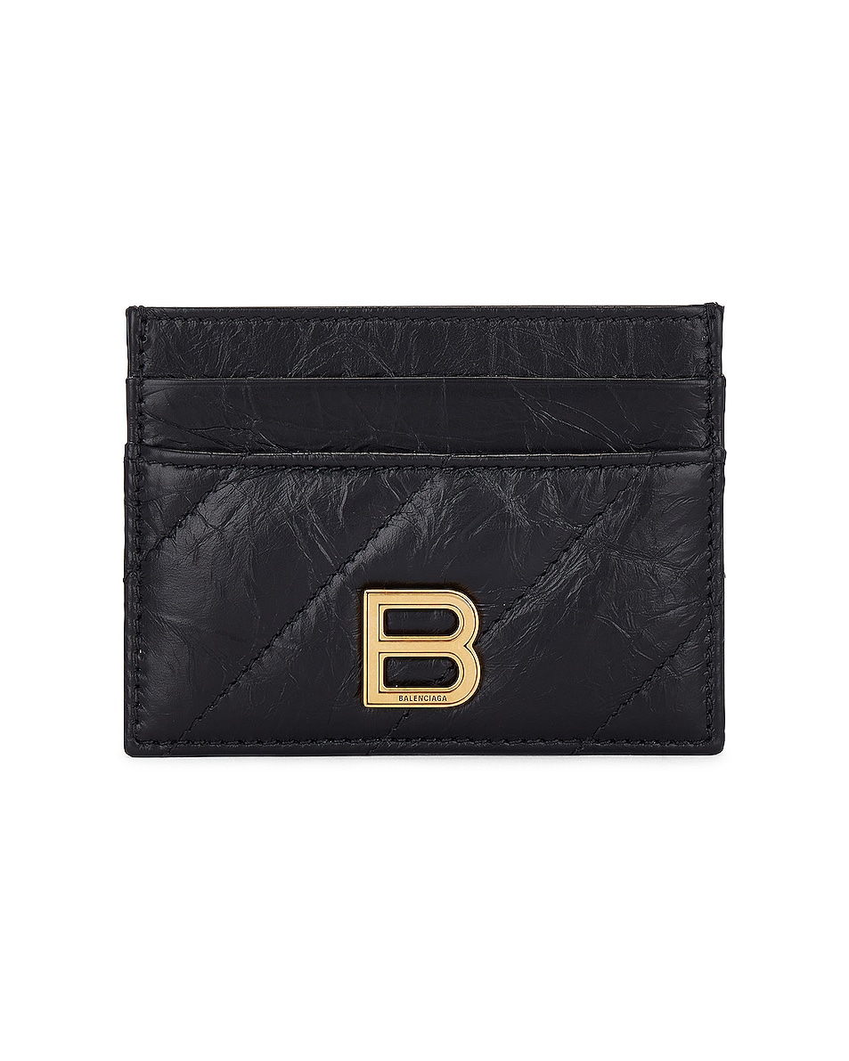 Image 1 of Balenciaga Crush Card Holder in Black