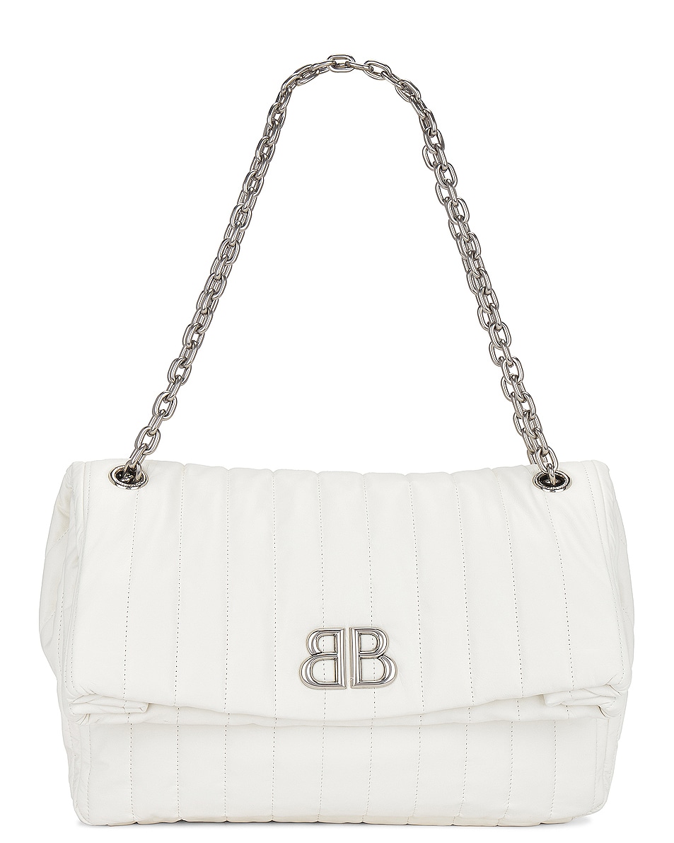 Image 1 of Balenciaga Monaco Medium Chain Bag in Off White