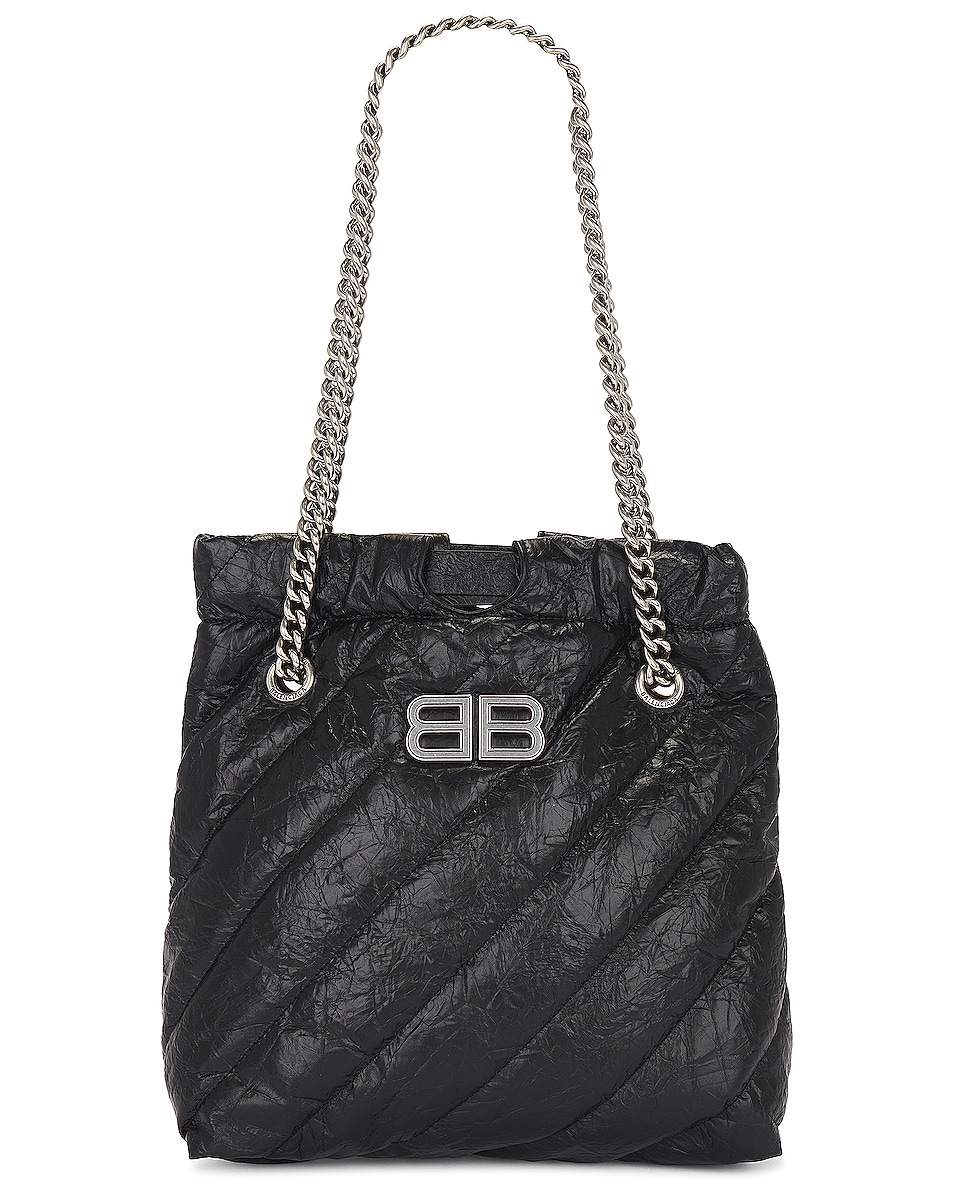 Image 1 of Balenciaga Quilted Crush Tote Small Bag in Black