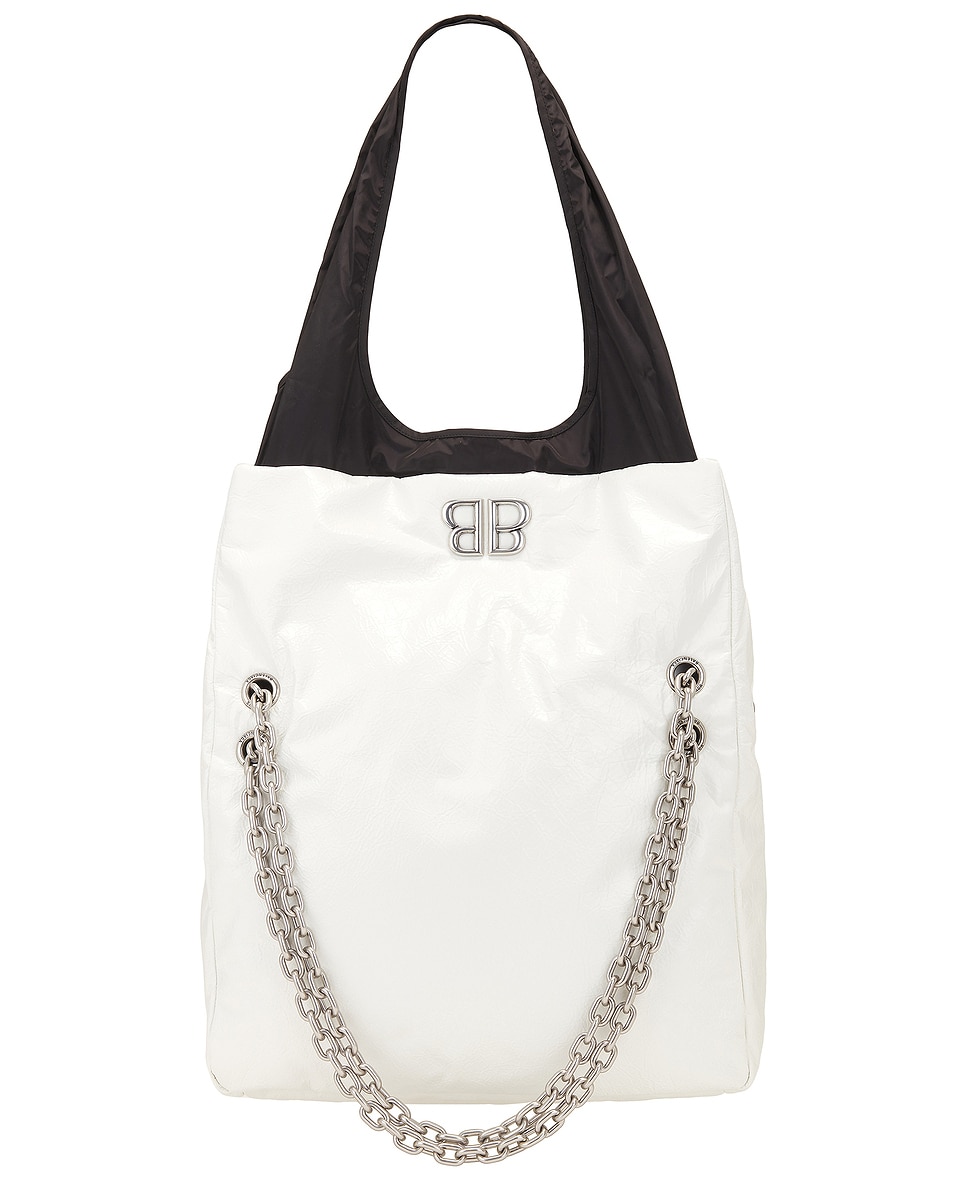 Image 1 of Balenciaga Monaco Medium Chain Bag in Optic White & Black