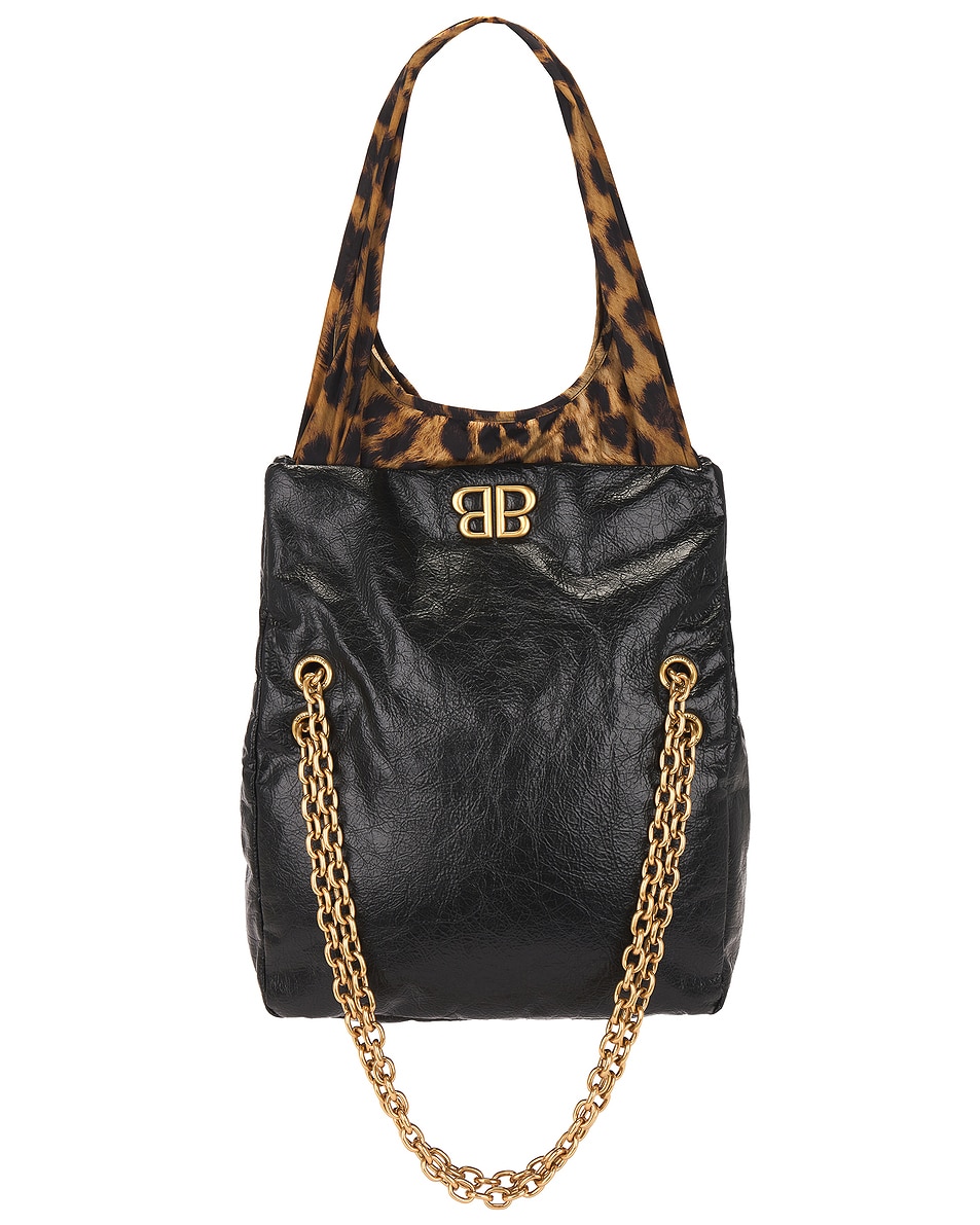 Image 1 of Balenciaga Monaco Small Chain Bag in Black & Leopard