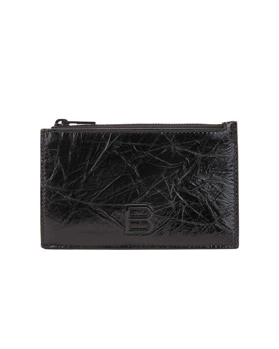 Image 1 of Balenciaga Crush Coin & Card Holder in Black