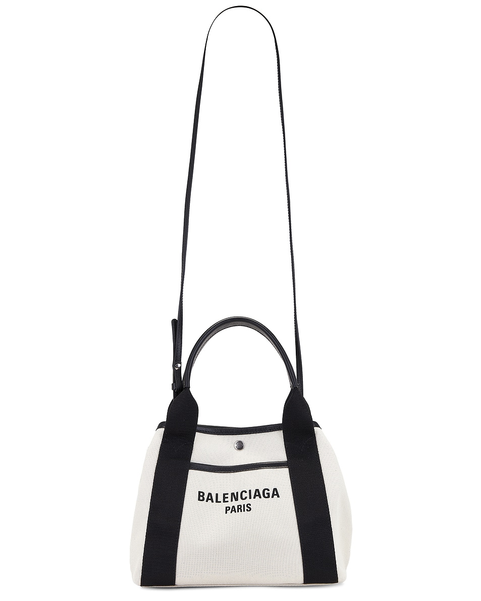 Image 1 of Balenciaga Navy Revamp Small Tote Bag in Natural & Black