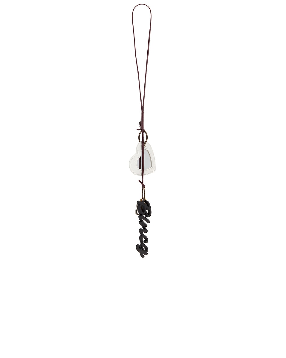 Image 1 of Balenciaga Le City Charm Heart in Dark Burgundy & Optic White