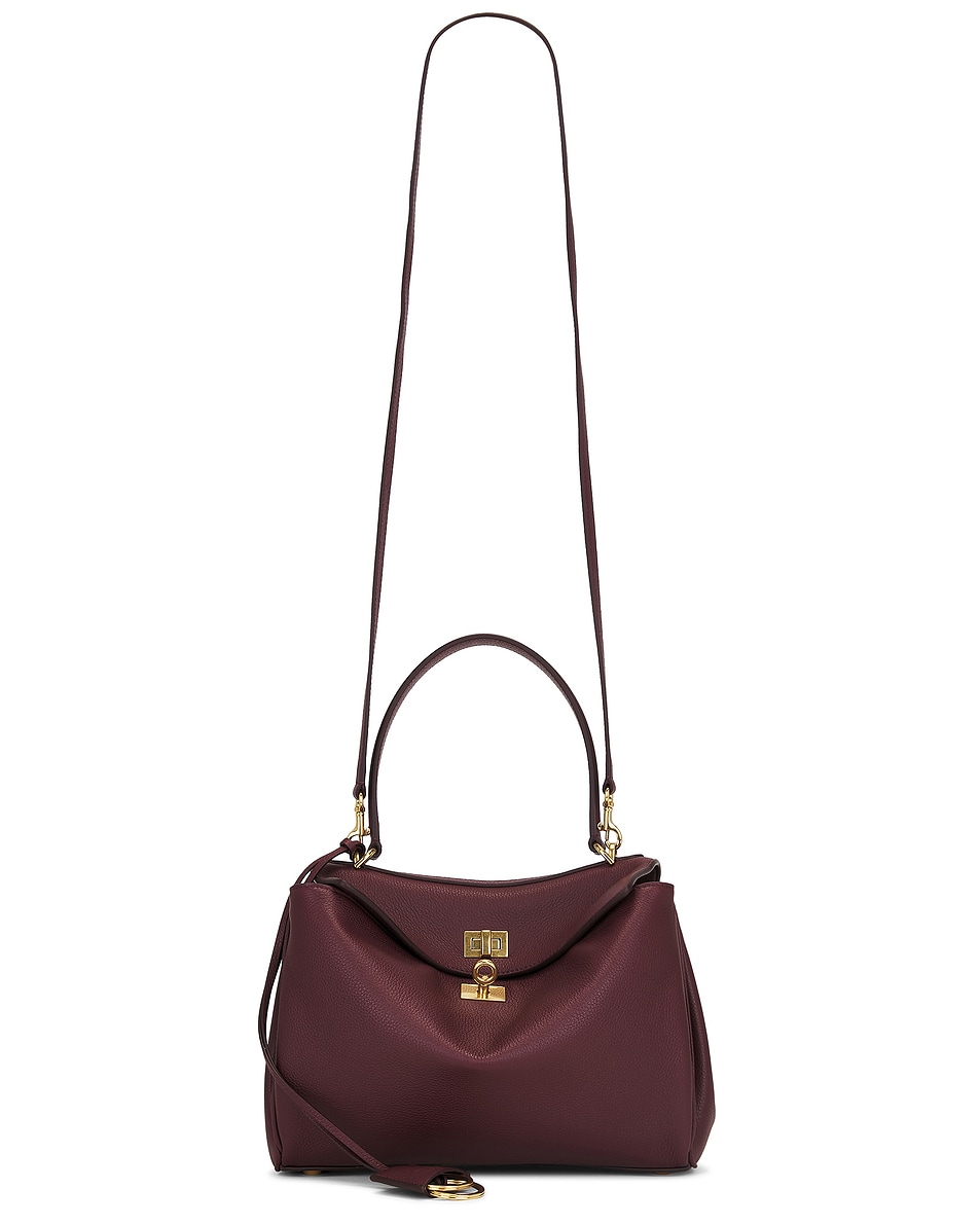 Image 1 of Balenciaga Rodeo Grained Leather Small Top Handle Bag in Dark Burgundy