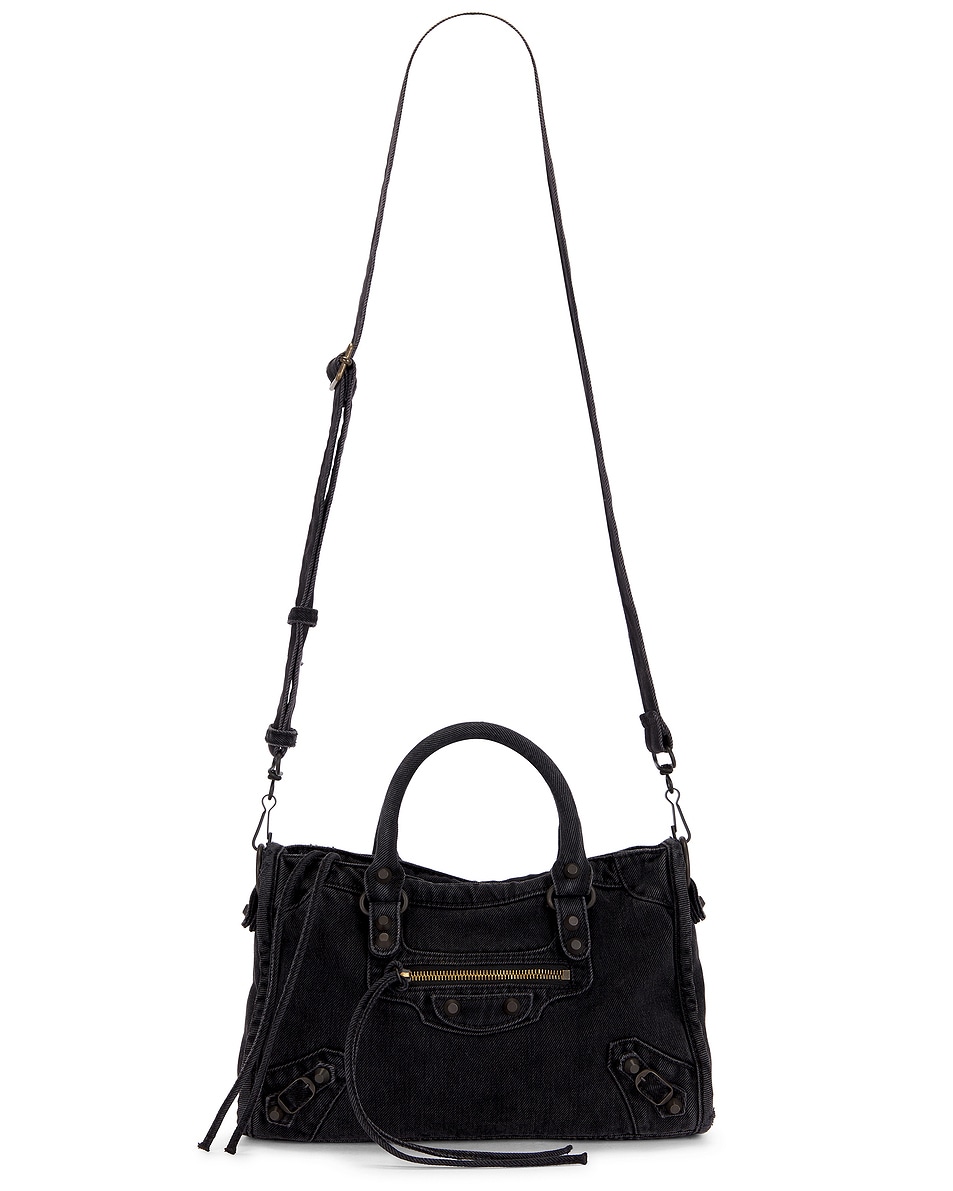 Image 1 of Balenciaga Le City Small Washed Denim Bag in Black