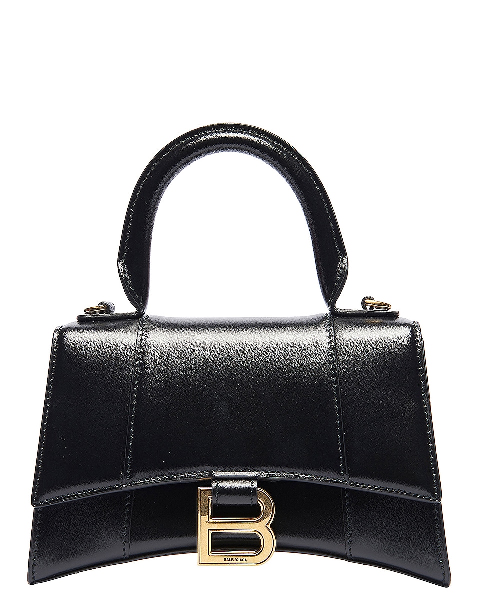 Balenciaga XS Hourglass Top Handle Bag in Black | FWRD