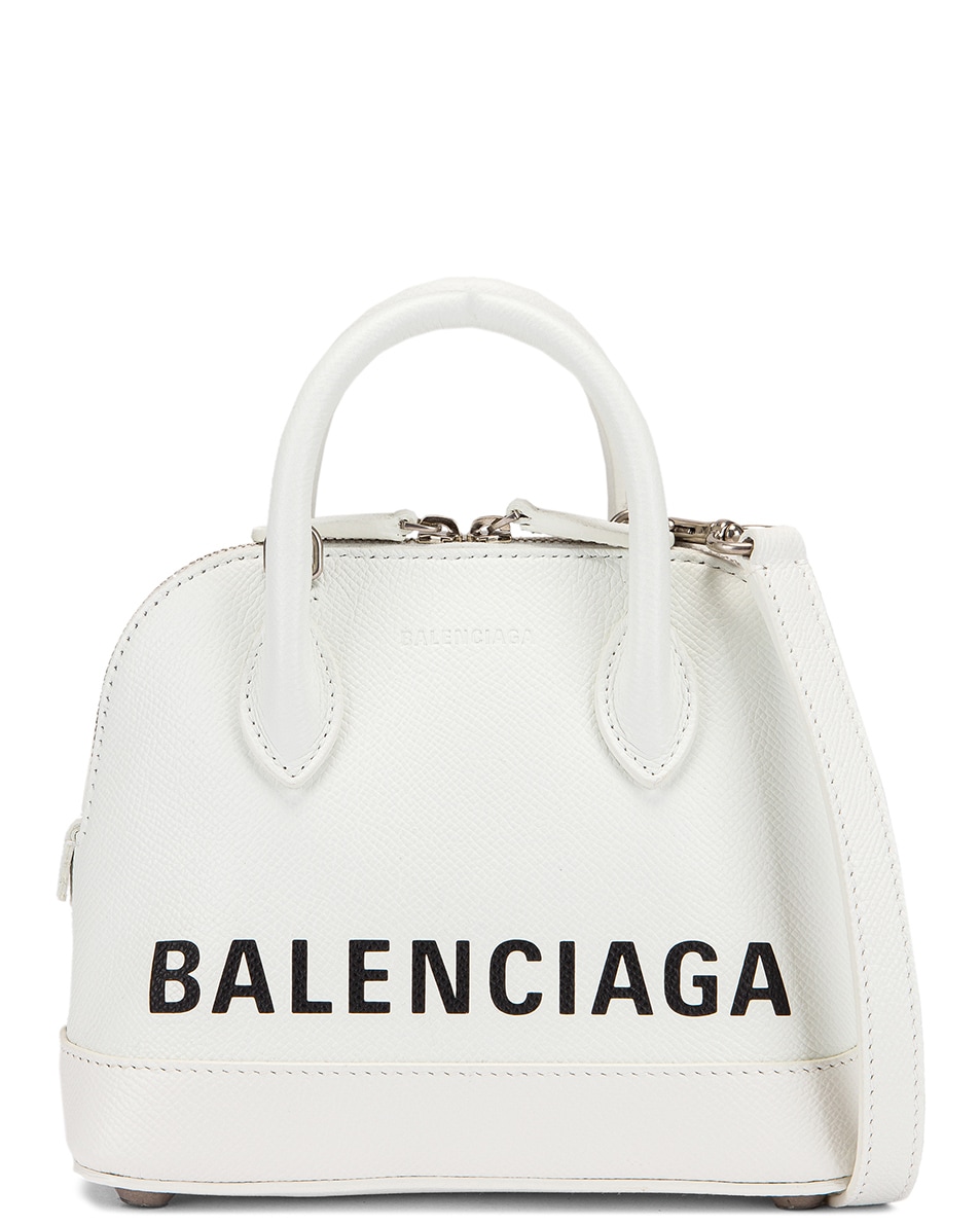 Balenciaga XXS Ville Top Handle Bag in White & Black | FWRD