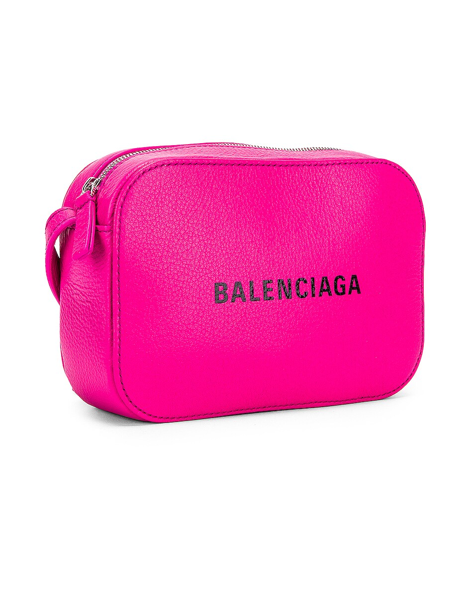 Balenciaga XS Logo Camera Bag in Acid Fuchsia & Black FWRD