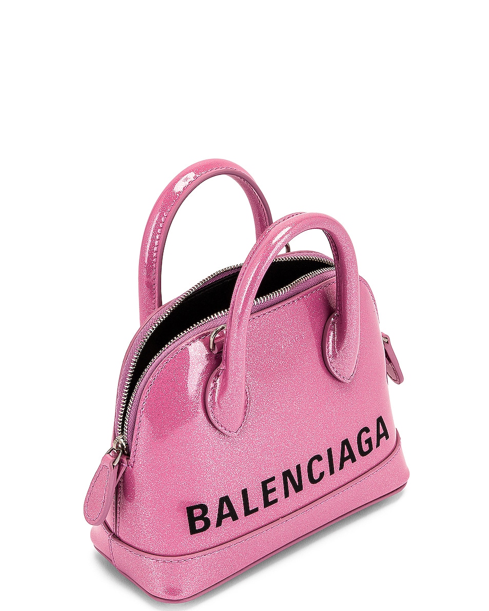Balenciaga XXS Glitter Ville Top Handle Bag in Old Rose & Black FWRD