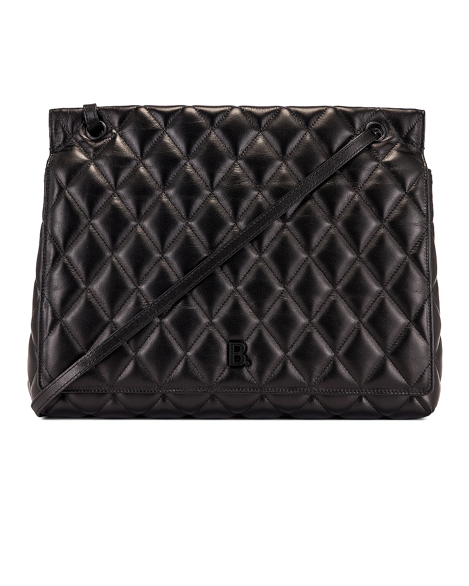 Image 1 of Balenciaga Large Quilted Leather B Shoulder Bag in Black