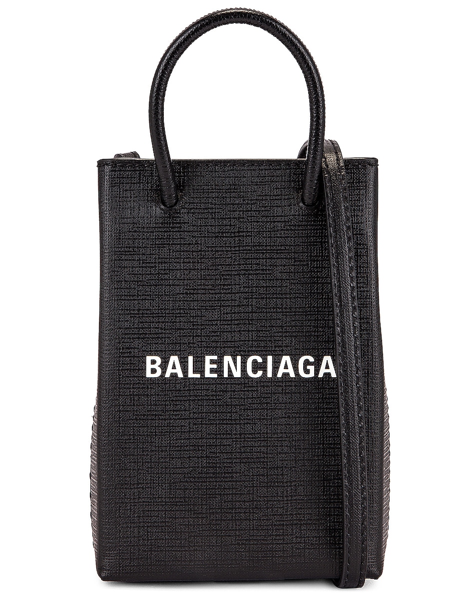 Image 1 of Balenciaga Shop Phone Holder Bag in Black