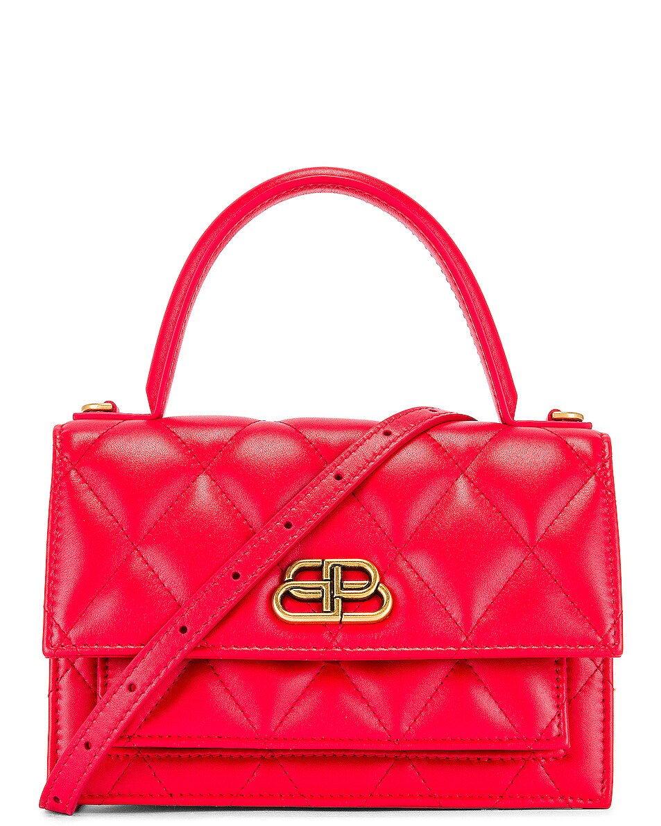 Image 1 of Balenciaga XS Quilted Leather Sharp Bag in Bright Red