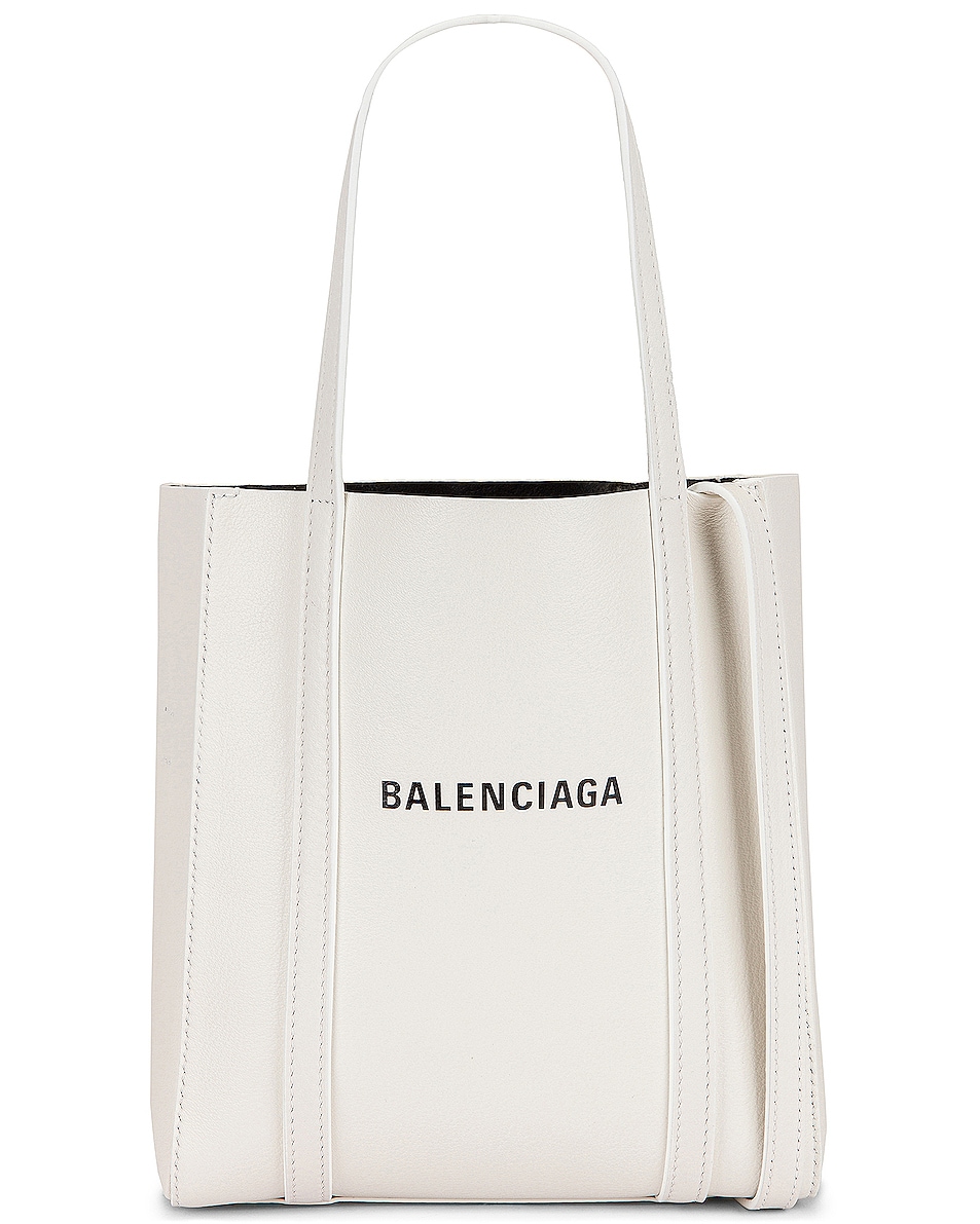 Image 1 of Balenciaga XXS Logo Everyday Tote in White & Black