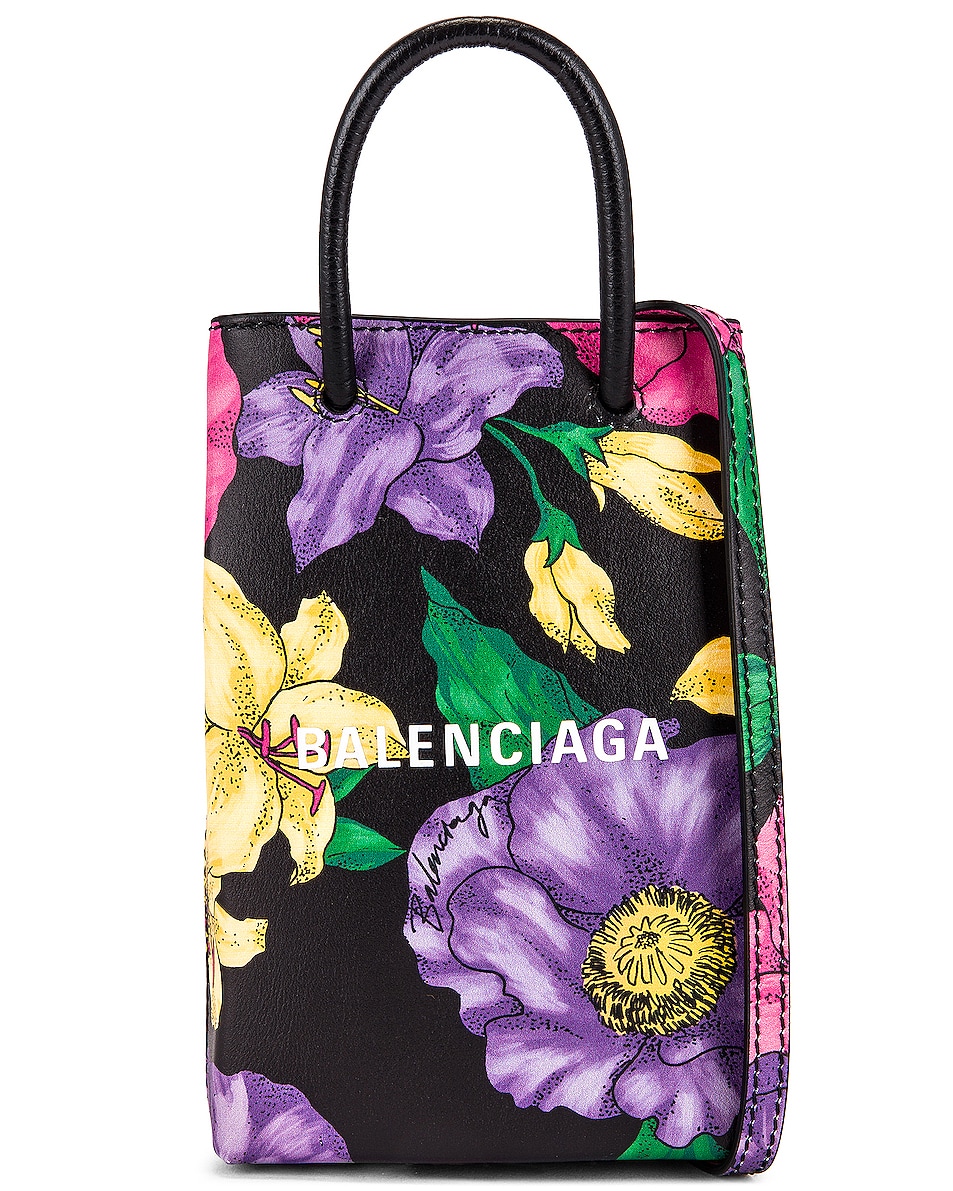 Image 1 of Balenciaga Floral Shop Phone Holder Bag in Multicolor