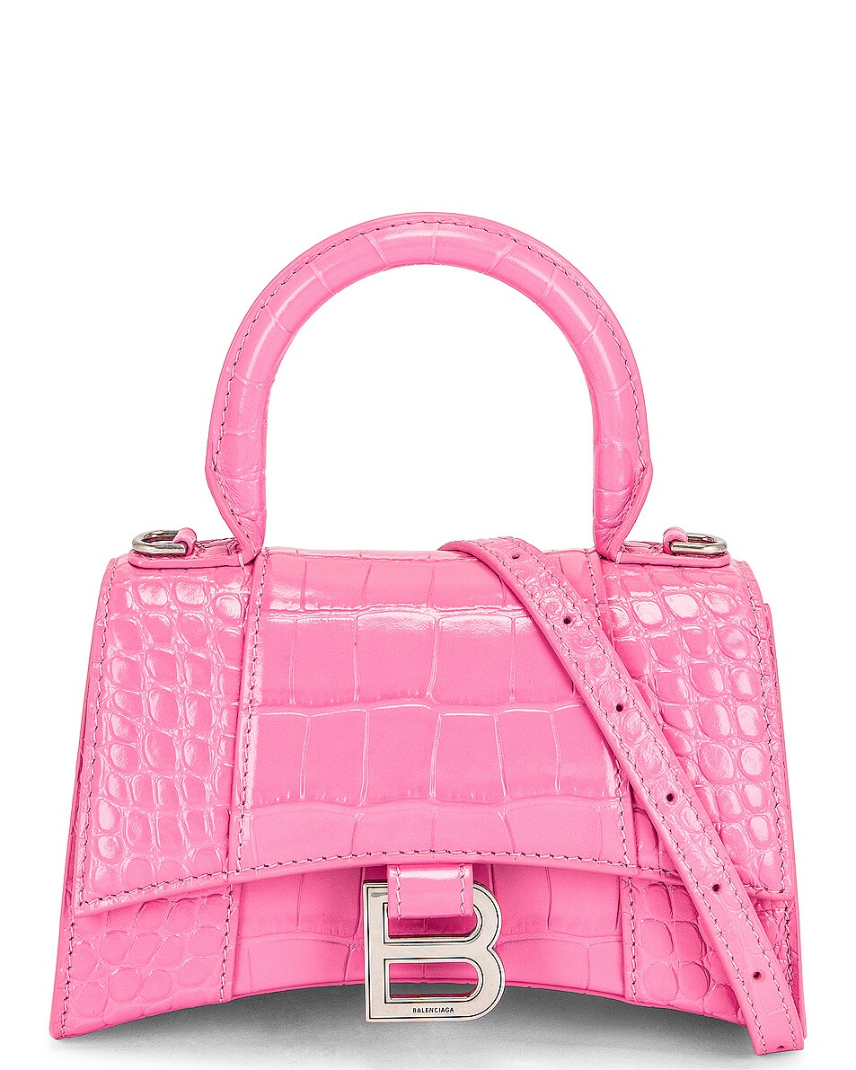 Image 1 of Balenciaga XS Hourglass Top Handle Bag in Baby Pink