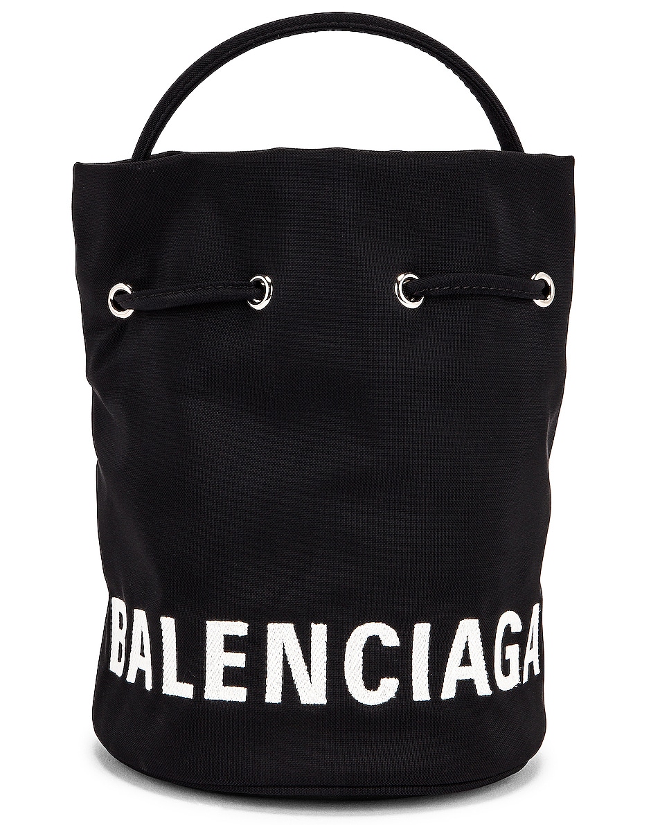 Image 1 of Balenciaga XS Wheel Drawstring Bucket Bag in Black