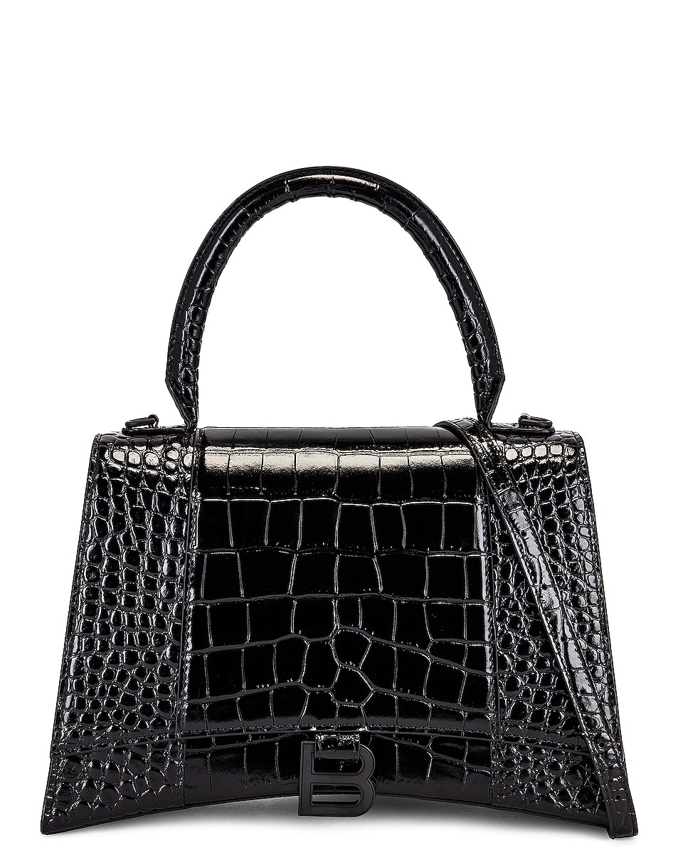 Balenciaga Medium Hourglass Top Handle Bag in Black | FWRD