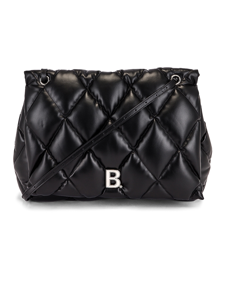 Image 1 of Balenciaga Large Puffy Shoulder Bag n Black in Black