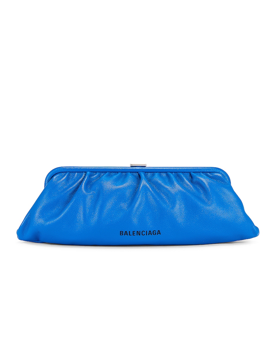 Image 1 of Balenciaga XL Cloud Clutch with Strap in Screen Blue