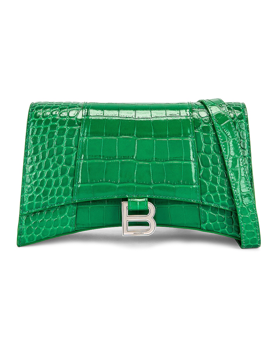 Image 1 of Balenciaga Hourglass Baguette with Strap in Leaf Green