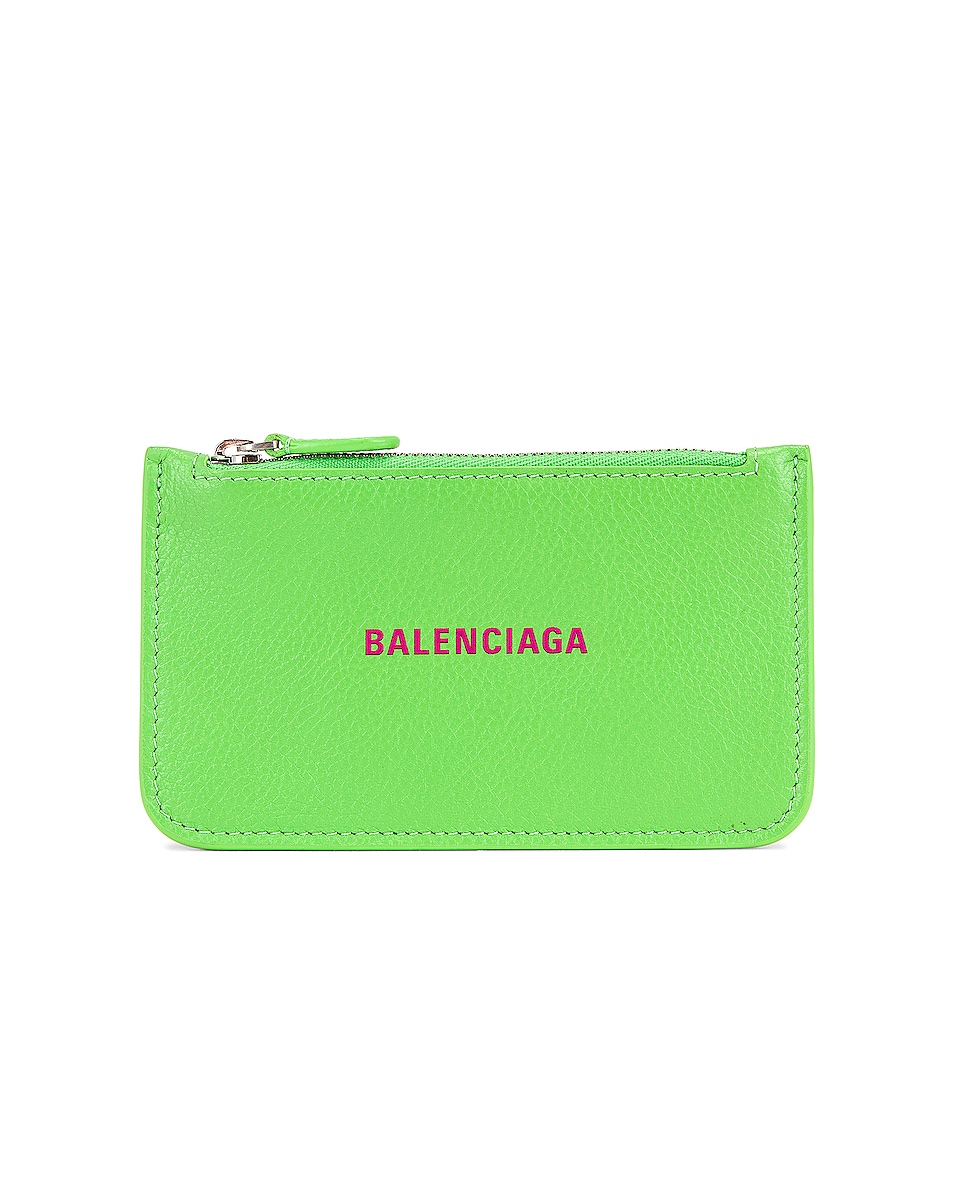 Balenciaga Long Cash Card Case in Light Green & Light Fuchsia | FWRD