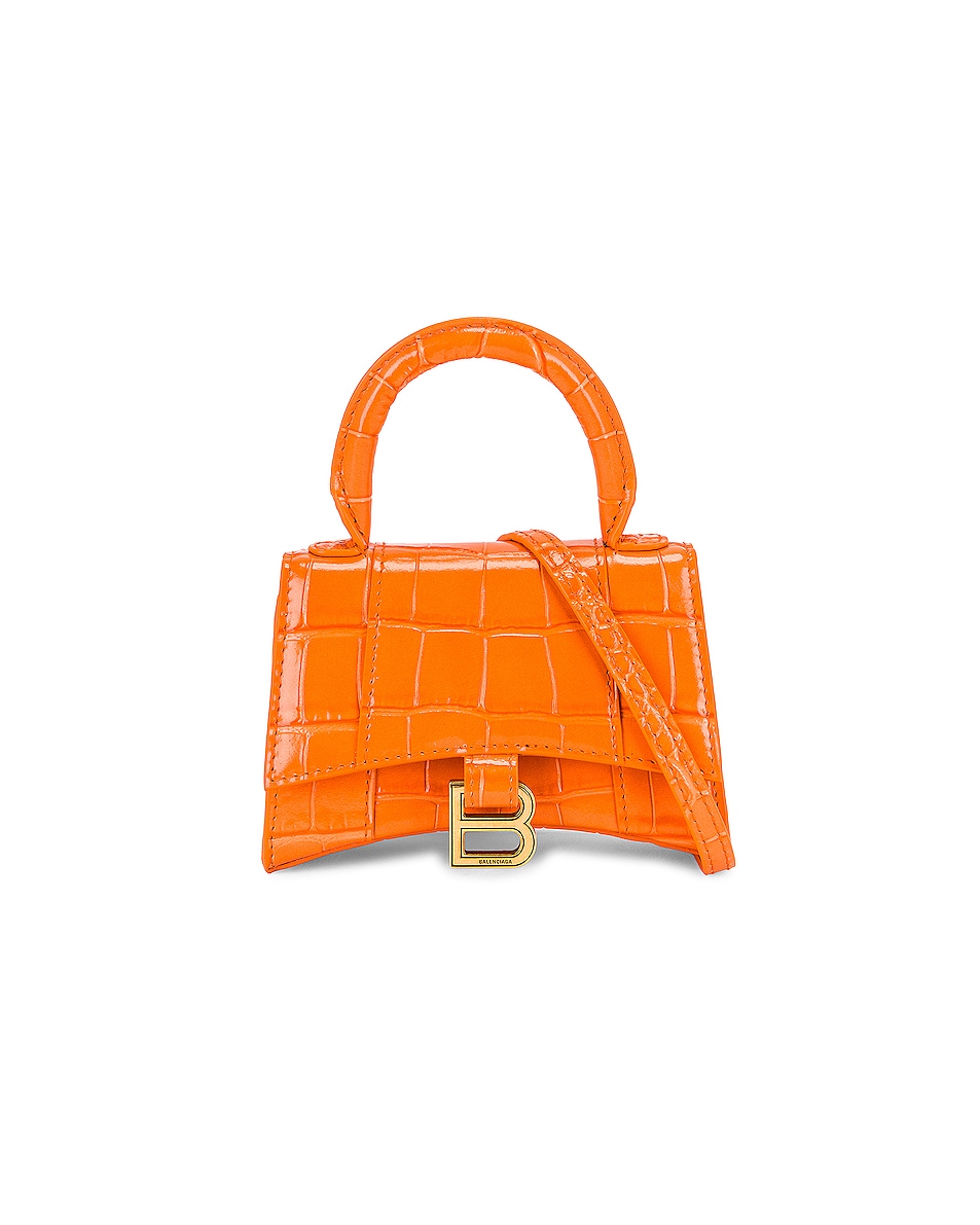 Image 1 of Balenciaga Mini Hourglass Top Handle Bag in Orange
