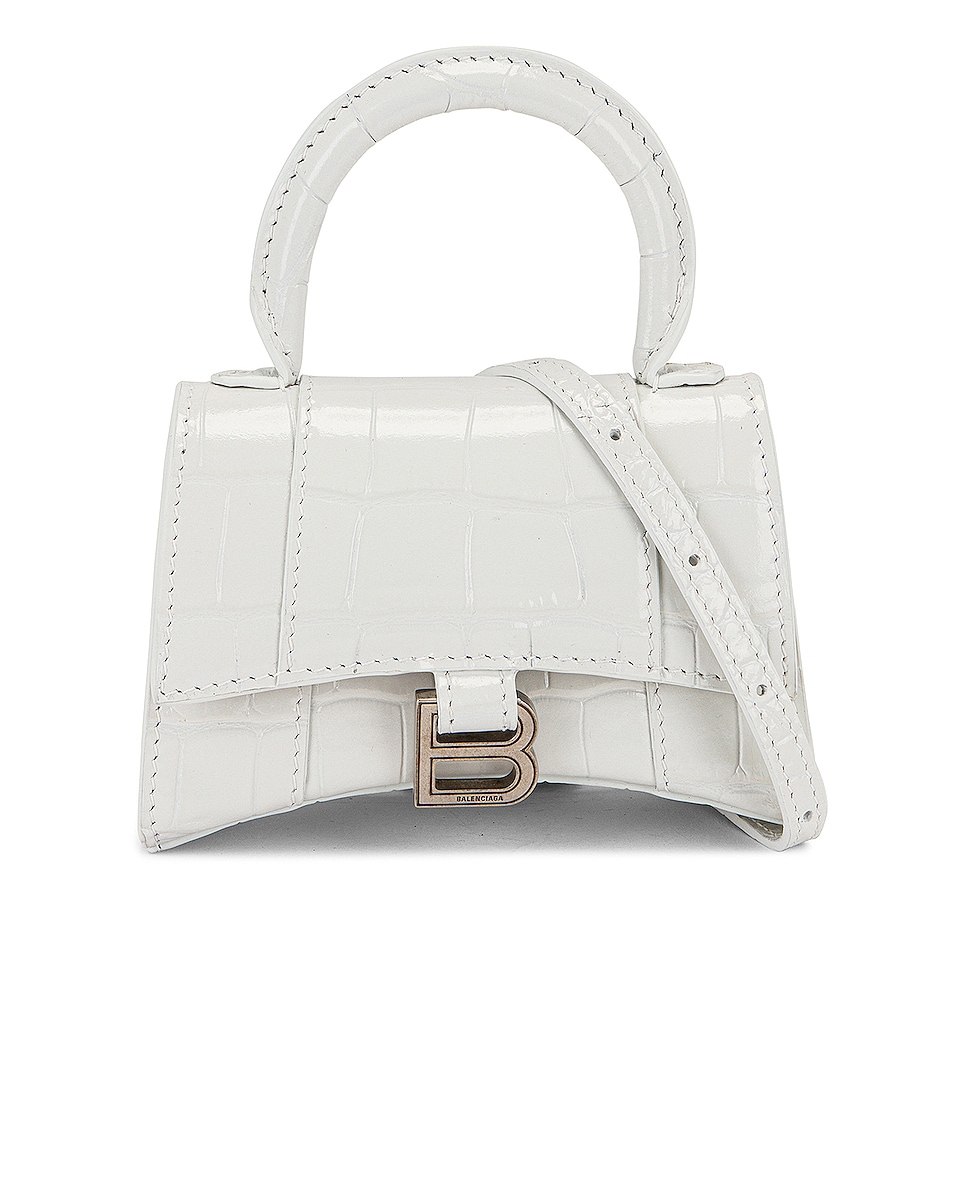 Balenciaga Mini Hourglass Top Handle Bag in White | FWRD