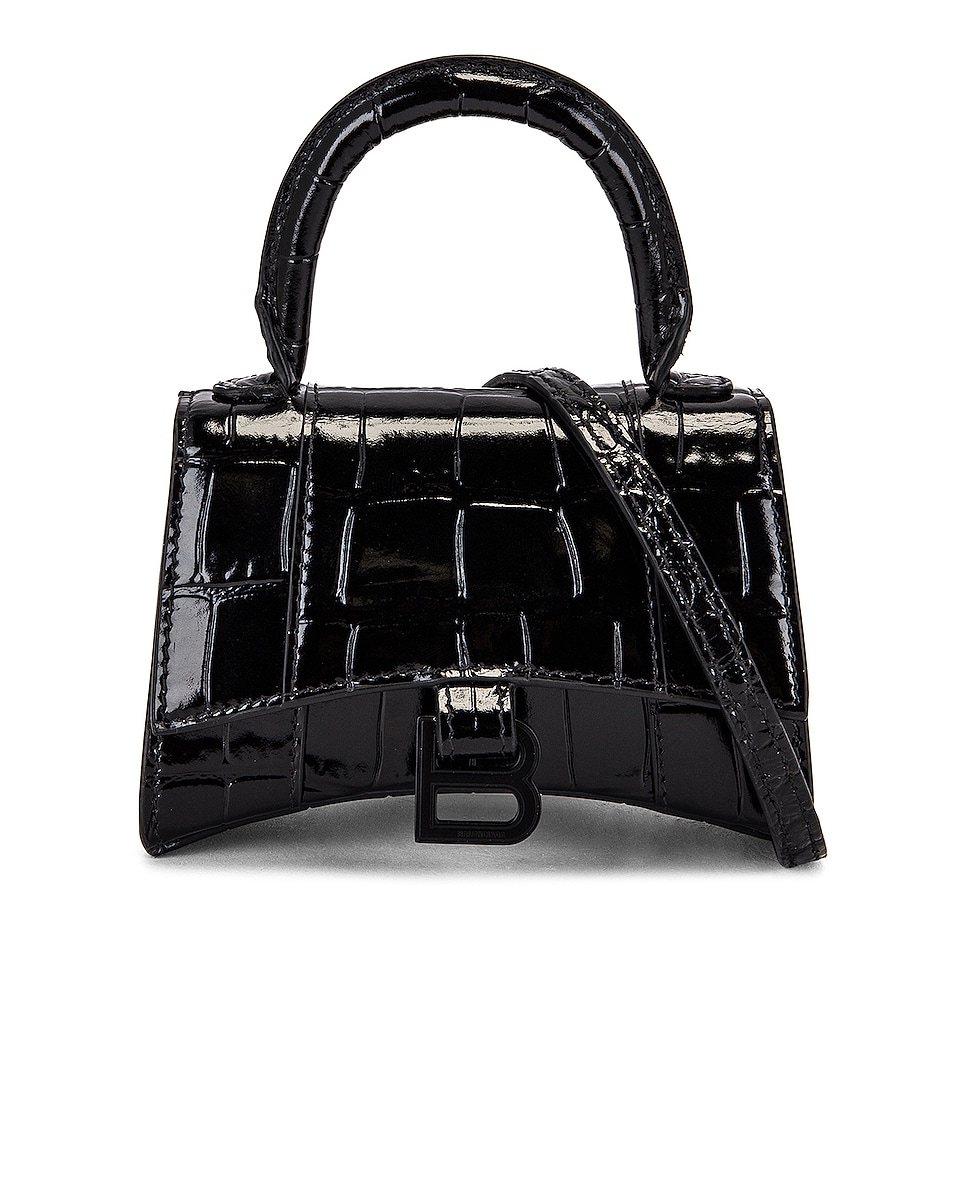 Balenciaga Mini Hourglass Top Handle Bag in Black | FWRD