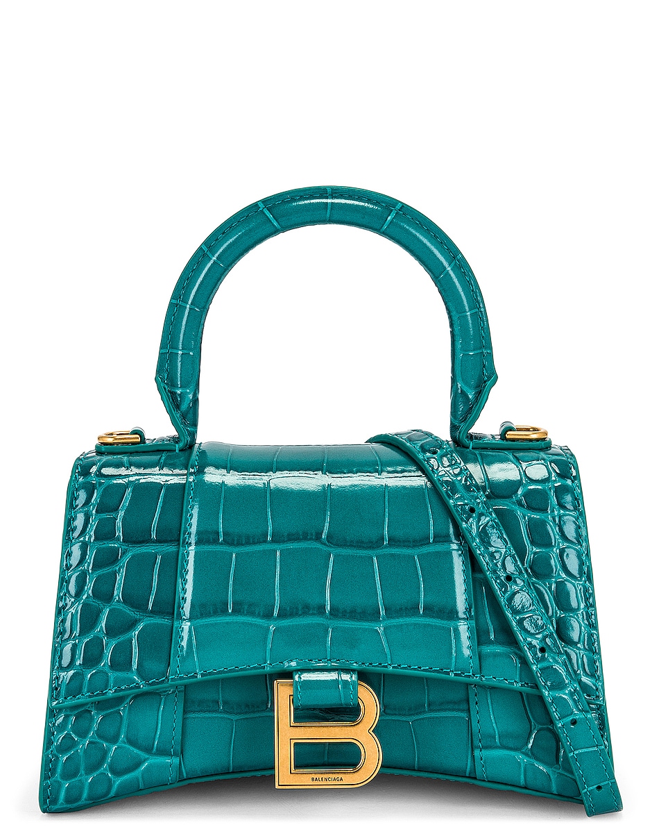 Image 1 of Balenciaga XS Hourglass Top Handle Bag in Dark Turquoise