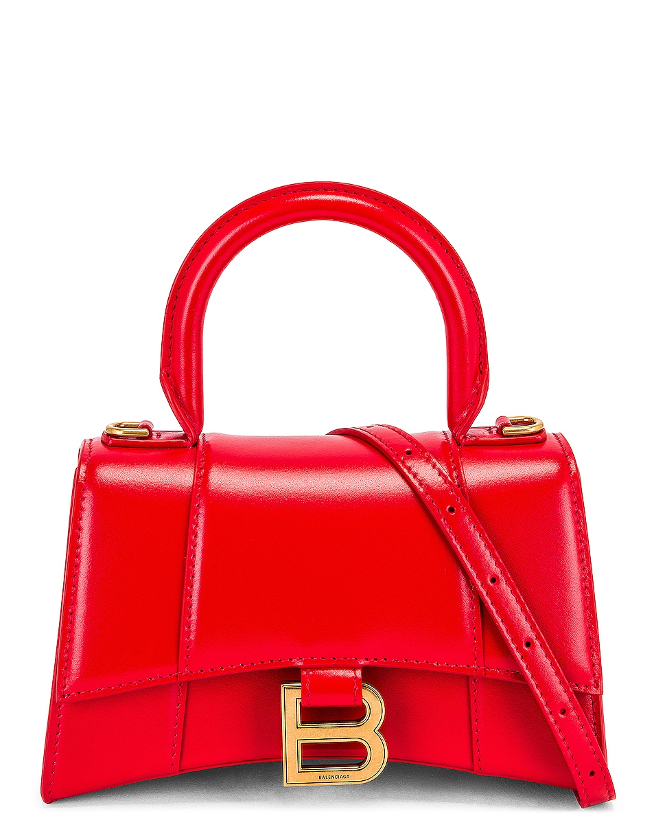 Image 1 of Balenciaga XS Hourglass Top Handle Bag in Bright Red