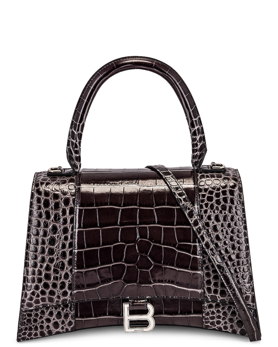 Balenciaga Medium Hourglass Top Handle Bag in Dark Grey | FWRD