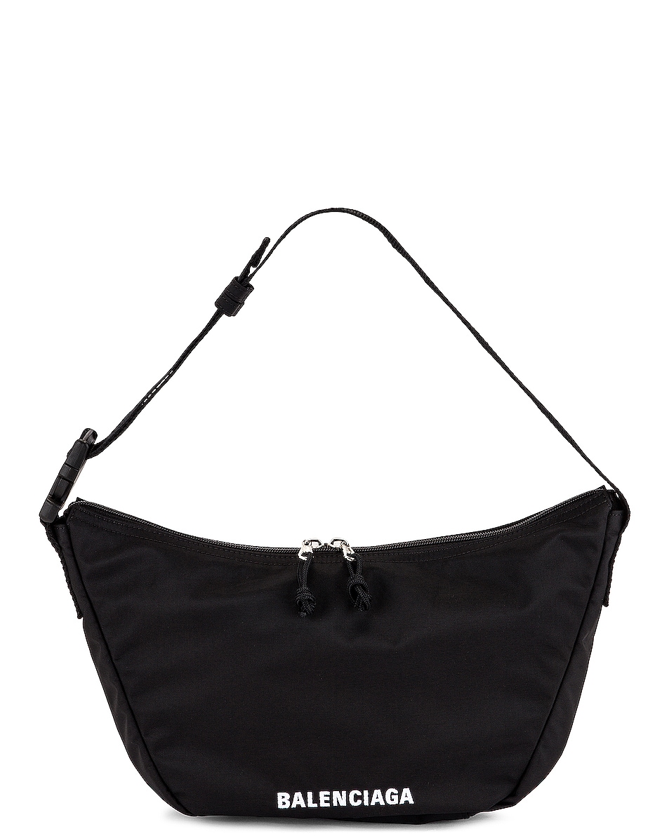 Image 1 of Balenciaga Wheel Sling Bag in Black & White