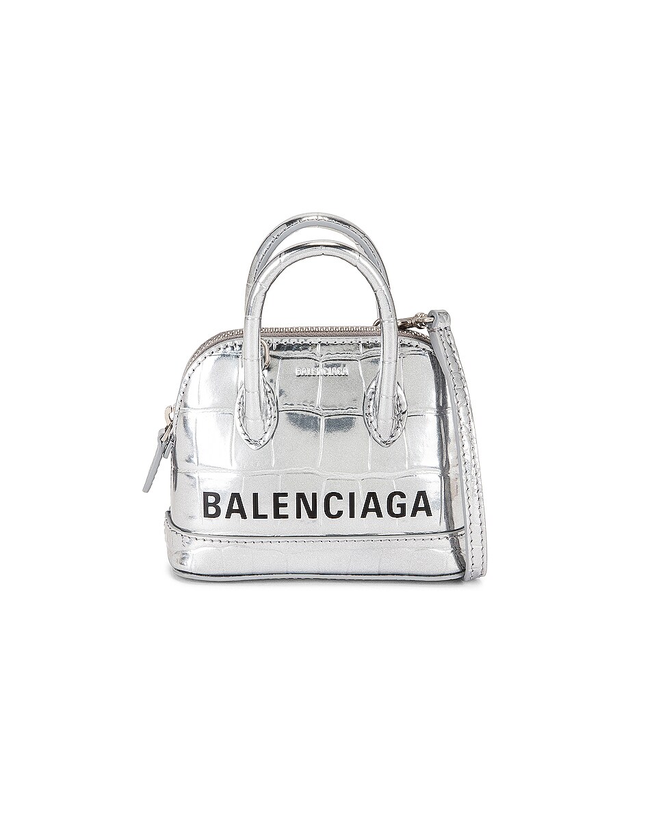 Image 1 of Balenciaga Mini Ville Top Handle Bag in Silver & Black