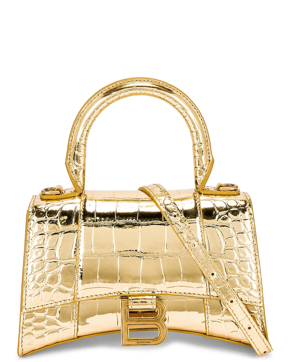 Image 1 of Balenciaga XS Hourglass Top Handle Bag in Gold