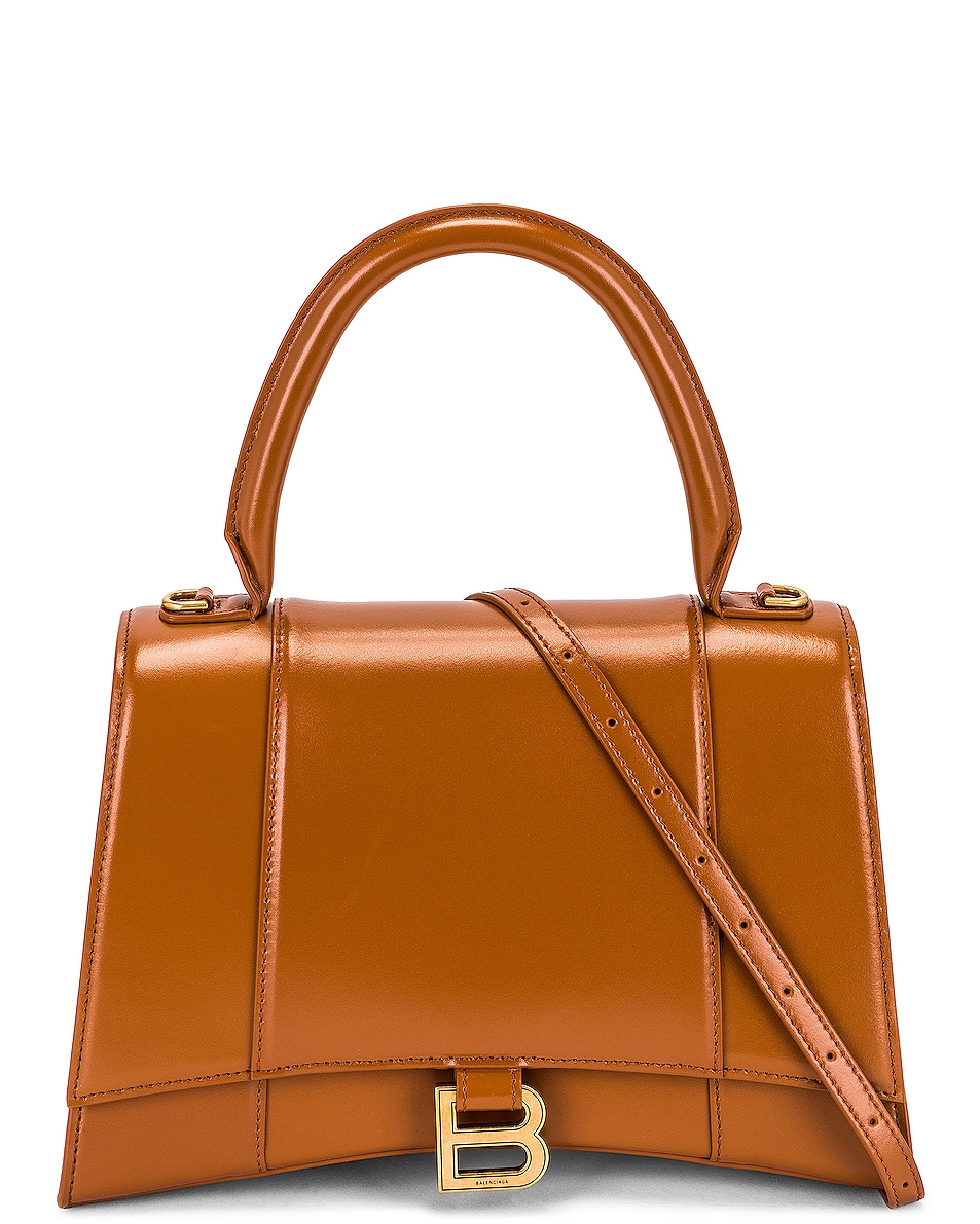 Image 1 of Balenciaga Medium Hourglass Top Handle Bag in Camel