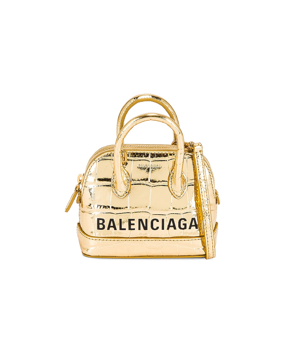 Image 1 of Balenciaga Mini Ville Top Handle Bag in Gold & Black